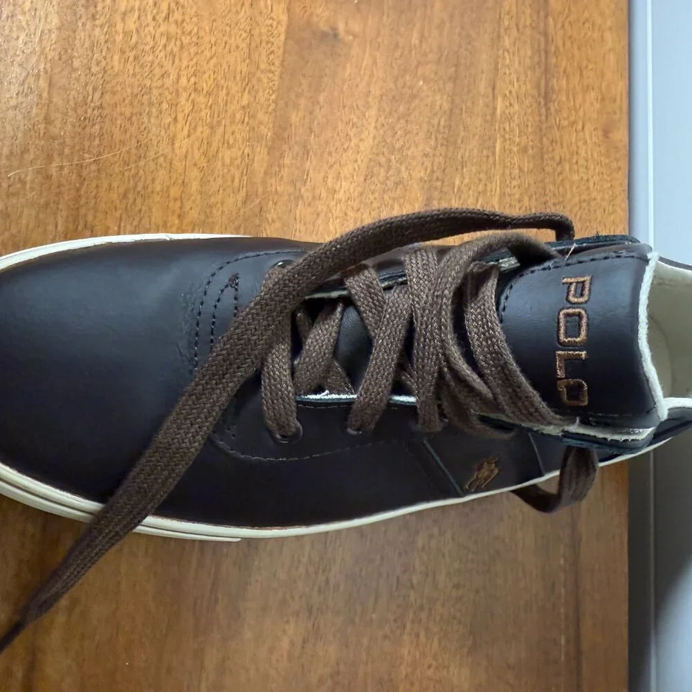 Polo Ralph Lauren Lace Up Shoes Hanford Leather Uppers Dark Brown Sz 11.5